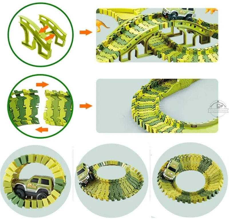 Set Jucarie cu Pista de Dinozaur (120 piese)