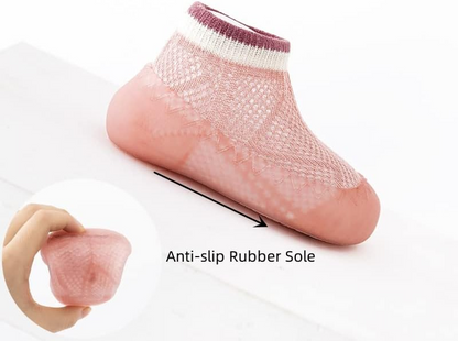 TinySteps™ - Sosete Antiderapante Respirabile pentru Copii, Stil Plasa cu Talpa