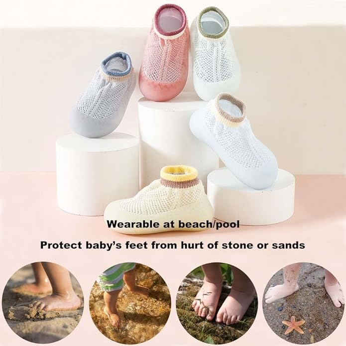 TinySteps™ - Sosete Antiderapante Respirabile pentru Copii, Stil Plasa cu Talpa