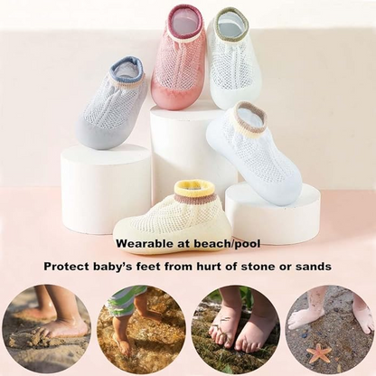 TinySteps™ - Sosete Antiderapante Respirabile pentru Copii, Stil Plasa cu Talpa