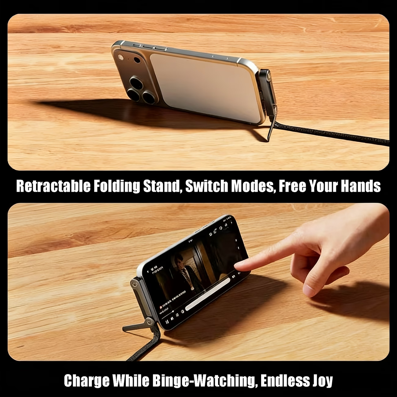 PowerStand™ – Cablu Fast Charge 240W cu Suport pentru Telefon (1.5m)