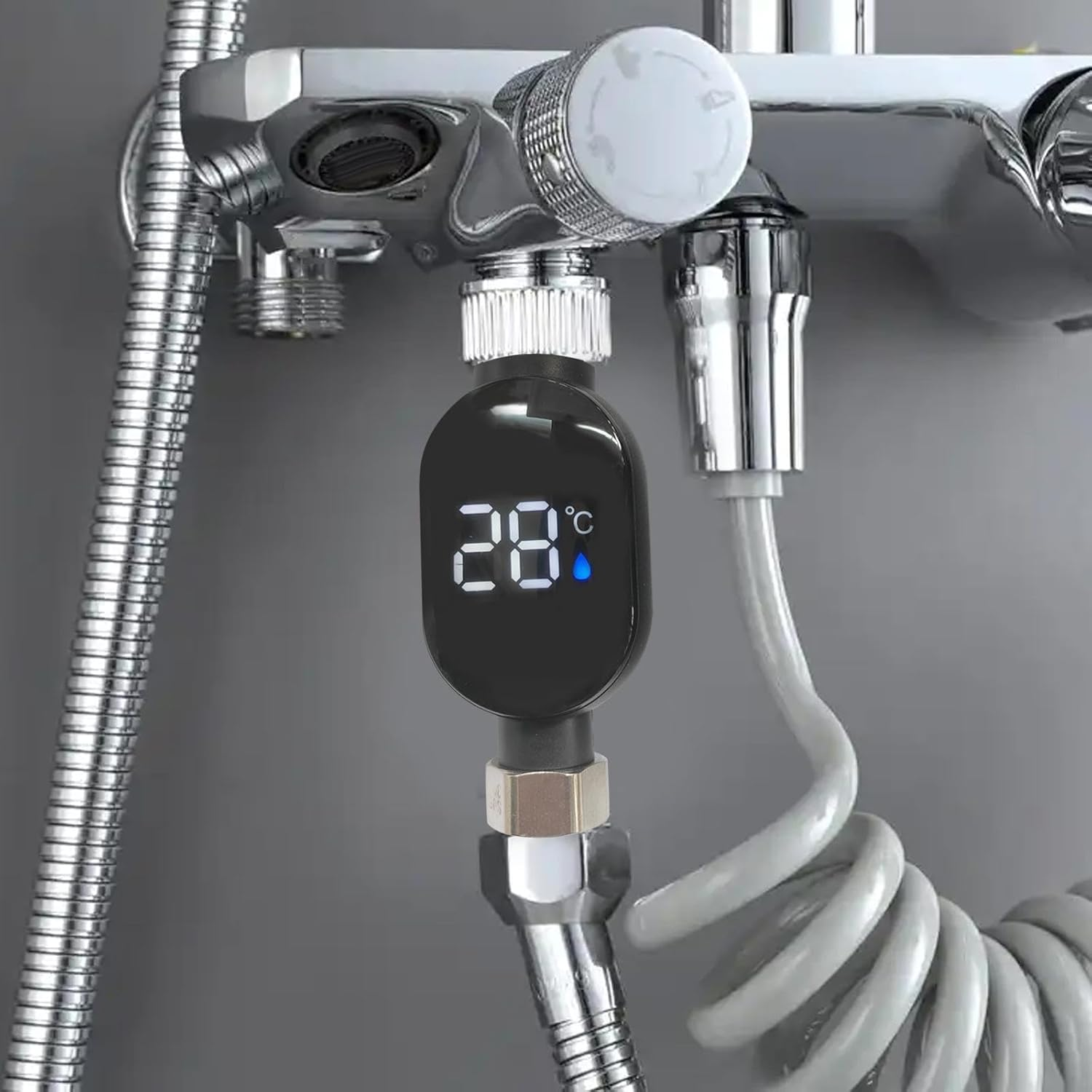AquaTemp™ – Termometru Digital LED pentru Dus cu Indicator Color (0–99°C)
