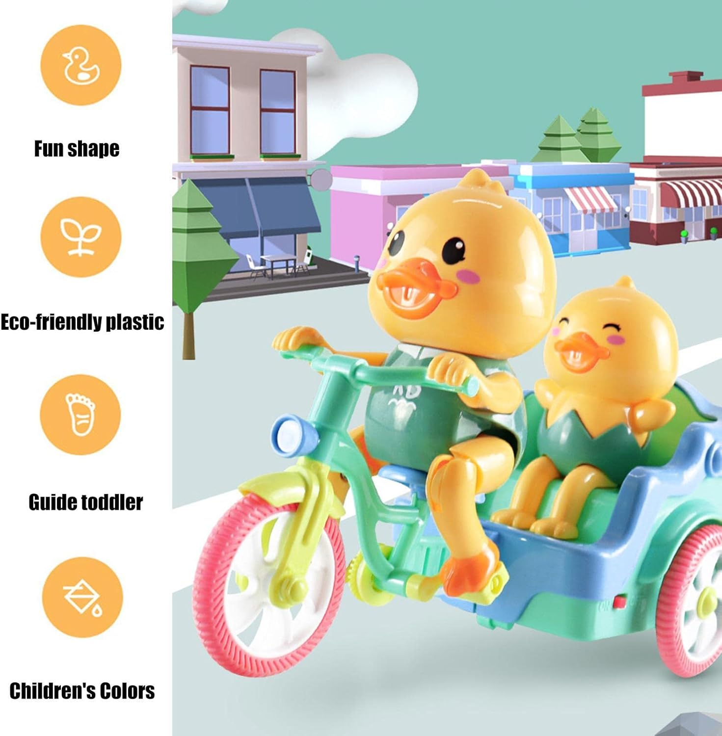 DuckRide™ – Jucarie Electrica Ratusca pe Tricicleta cu Muzica si Lumini