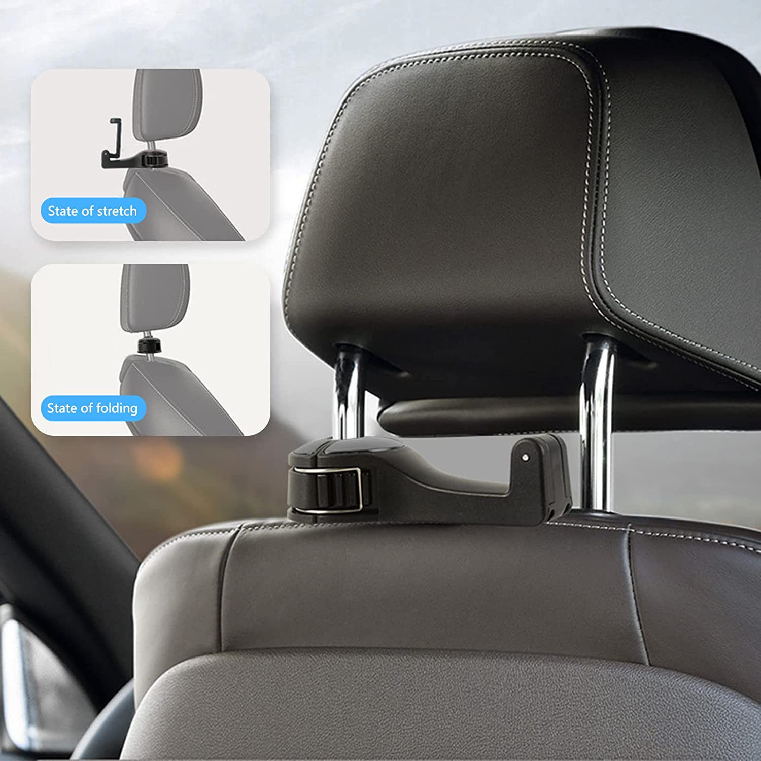 Cârlig ascuns pentru tetiera auto cu suport pentru telefon (Set 2 Bucati)