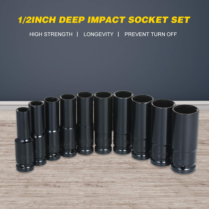 Set Profesional de Chei Tubulare de Impact – 10 Piese (8–24 mm)