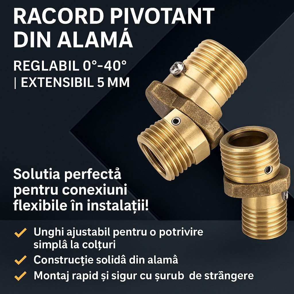 🔥Oferta 2+2🔥Racord Pivotant din Alama – Reglabil 0°–40°