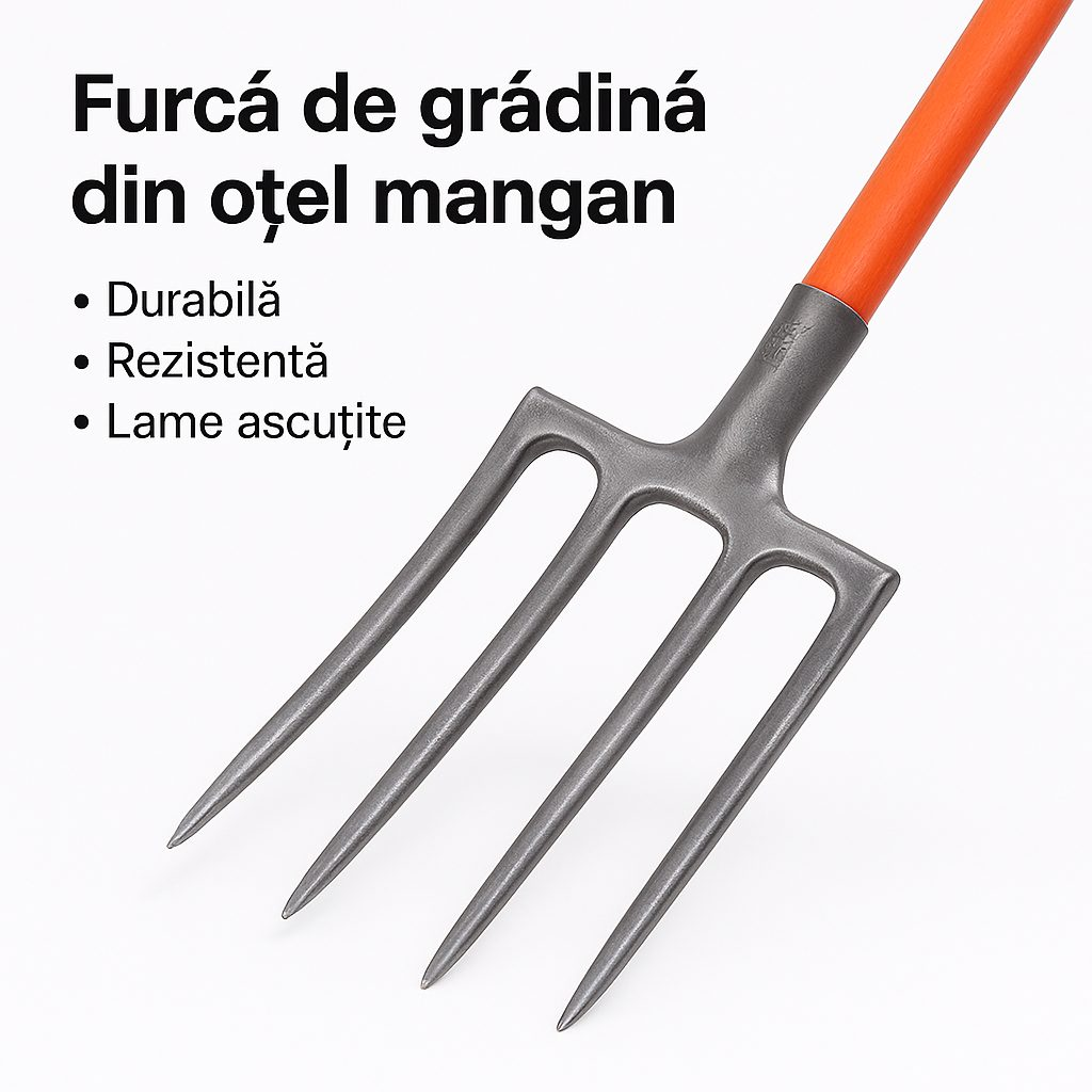 🔥OFERTA 1+1🔥Furca de Gradina din Otel Mangan Intarit – Rezistenta si Durabila