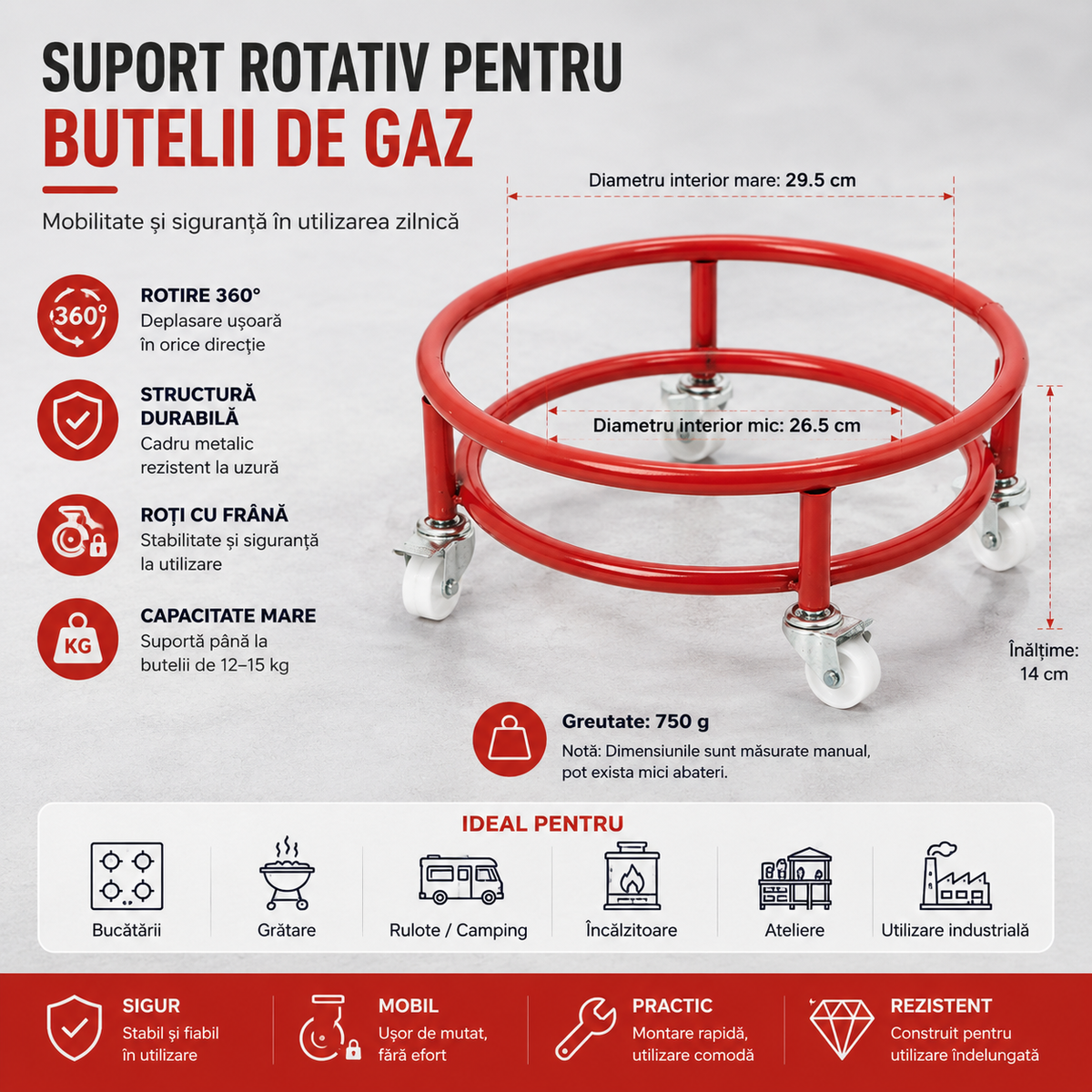 CYLOR™ - Suport Mobil cu Roti pentru Butelie