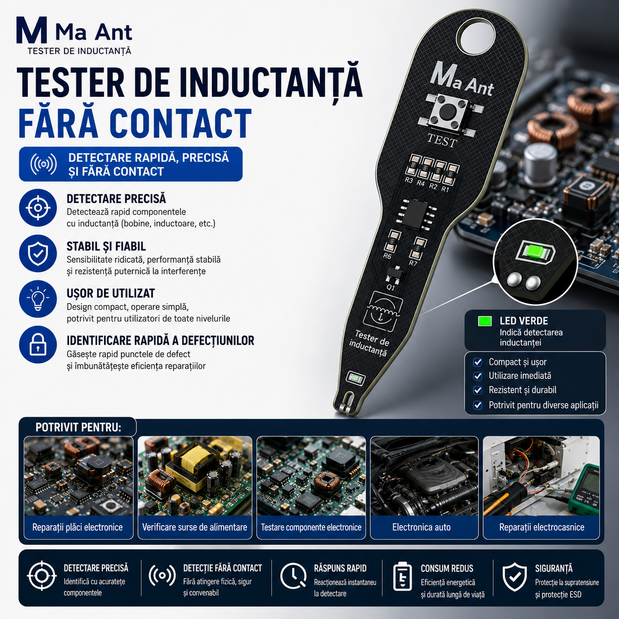InductoScan™ – Tester Profesional pentru Detectare Inductanta si Diagnosticare Electronica