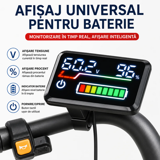 Voltaro™ – Afisaj Digital pentru Baterie Bicicleta si Trotineta Electrica