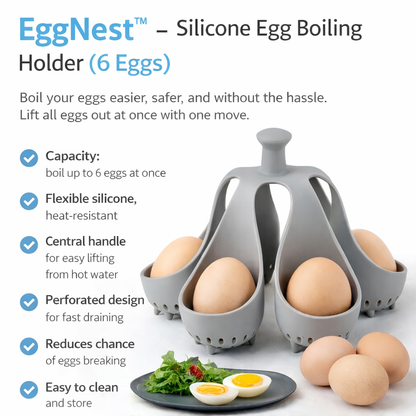 EggNest™ – Suport din Silicon pentru Fierberea Oualor (6 Oua)