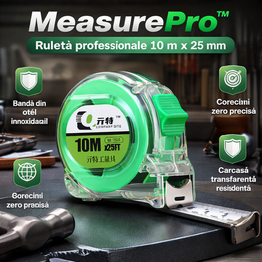 MeasurePro™ – Ruleta profesionala 10 m x 25 mm