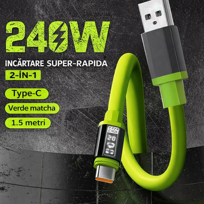 UltraWatt™ – Cablu incarcare rapida 240W Type-C, afisaj digital, 2m