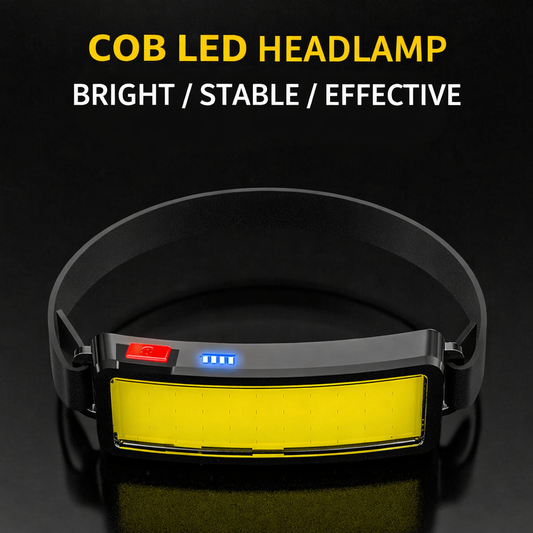 LumiBand™ - Lanterna Frontala COB Reincarcabila USB cu Fascicul Lat