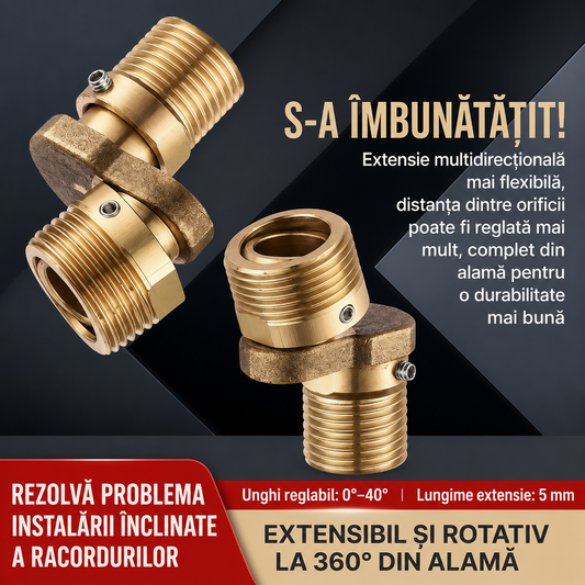 🔥Oferta 2+2🔥Racord Pivotant din Alama – Reglabil 0°–40°