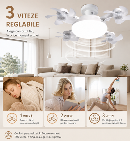 BreezeLight™ – Lustra cu ventilatoare multiple si telecomanda, compatibila cu E27