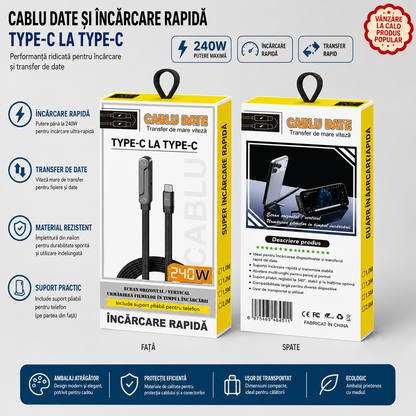 PowerStand™ – Cablu Fast Charge 240W cu Suport pentru Telefon (1.5m)