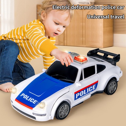 PoliceBot™ – Masina de Politie Transformabila cu Lumini, Sunete si Efect de Fum