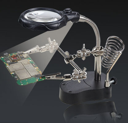 MagniHold™ – Suport Profesional cu Lupa si Brate Articulate pentru Lucrari de Precizie