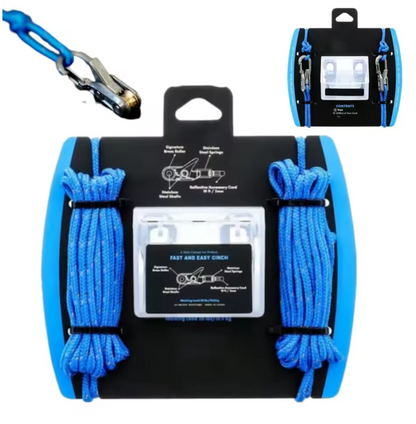 TUGPRO™  Set 6 Franghii Elastice negre Reflectorizante cu Carabiniere metalice