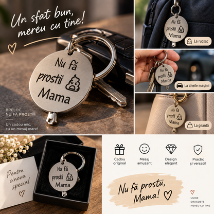 Breloc „Nu Fa Prostii” – Mesaj de la Mama