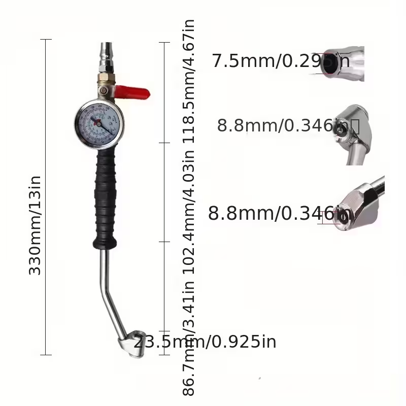 AirPro Gauge™ – Dispozitiv pentru umflare si verificare presiune roti, 0–220 PSI