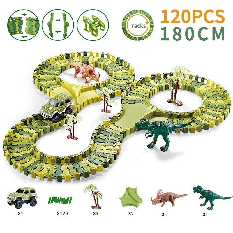 Set Jucarie cu Pista de Dinozaur (120 piese)