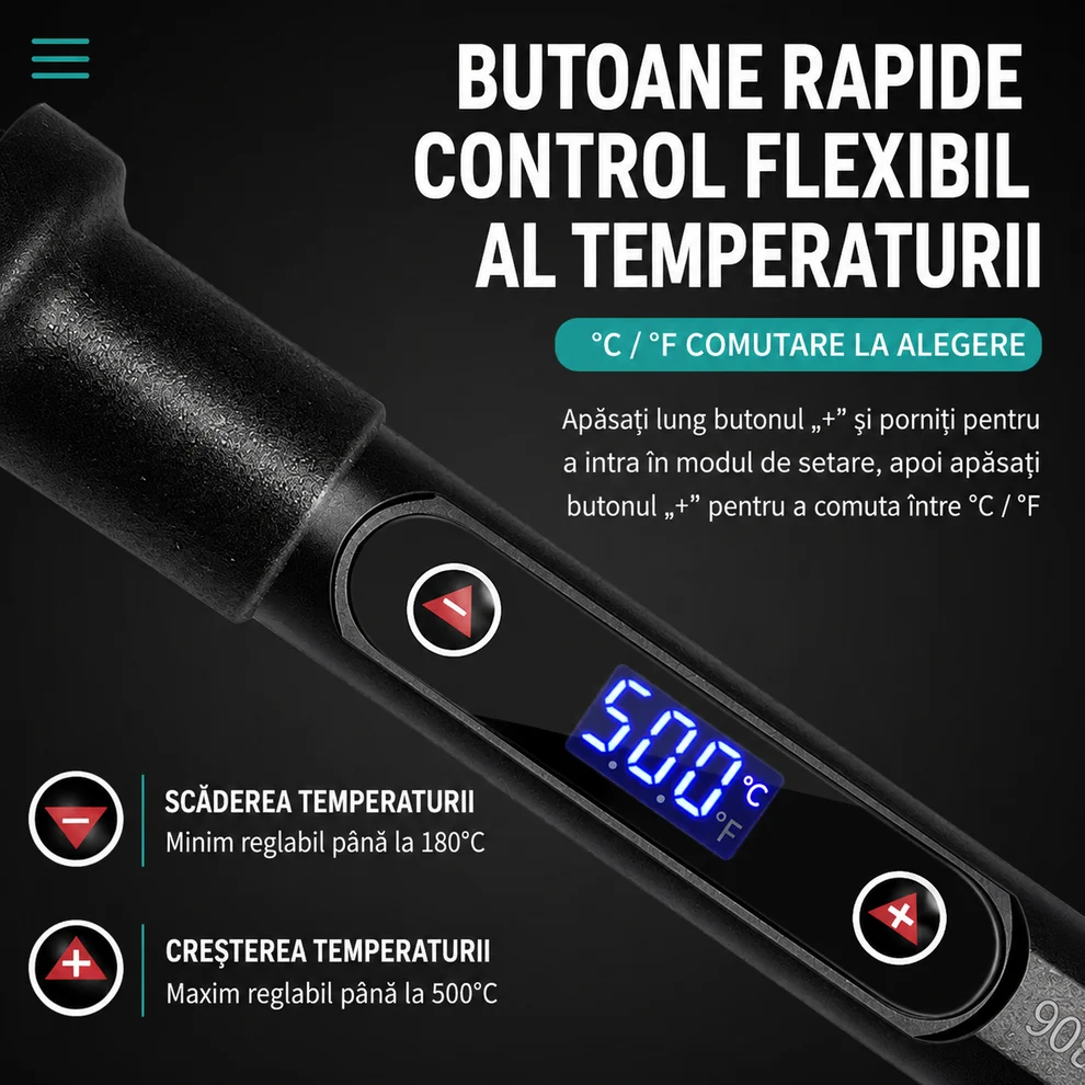 Solderix™ - Statie de Lipit cu Reglare de Temperatura – 80W