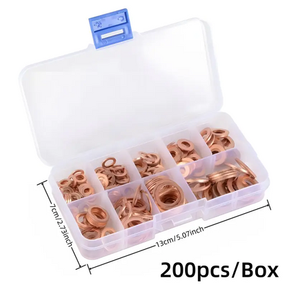 🔥Oferta 1+1🔥SealCopper™ – Set 200 Garnituri Etansare din Cupru O-Ring în Cutie Organizatoare