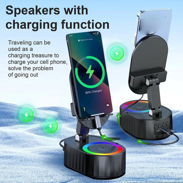 Korven™ - Suport Telefon Multifunctional Cu Bluetooth 5.3 Si Difuzor